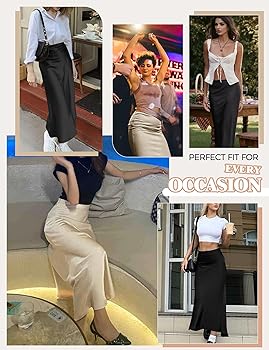 スカート satin flare skirt (ivory, size1)/ Acka Amazon.com: AURUZA Satin Midi Skirts for Women, Black Long